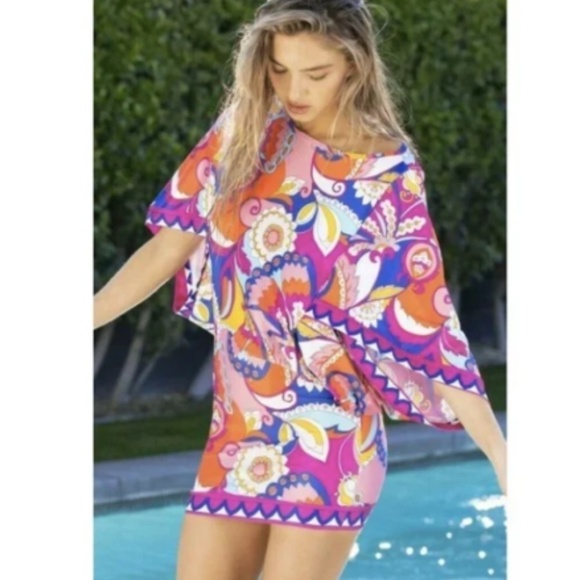 Trina Turk Sevilla Psychedelic Swim Bathing Suit Cover Up Dress Nwt - Picture 2 of 9